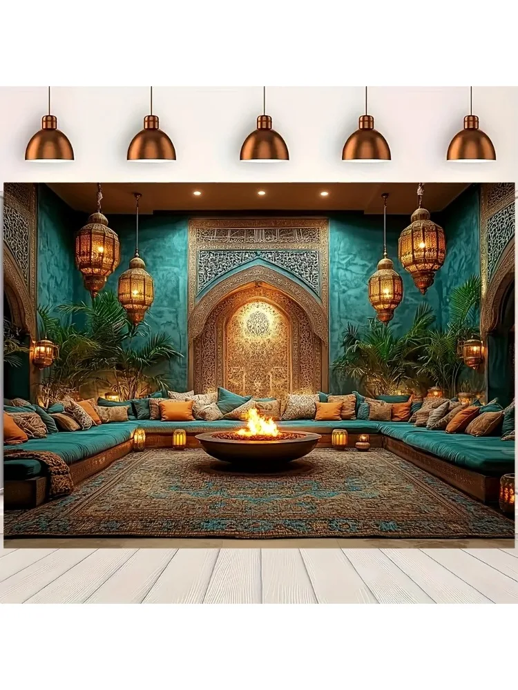 Tapisserie de cour exotique 1 pièce – Matériau polyester, idéale pour la décoration du salon et de la chambre à coucher – avec kit d'installation