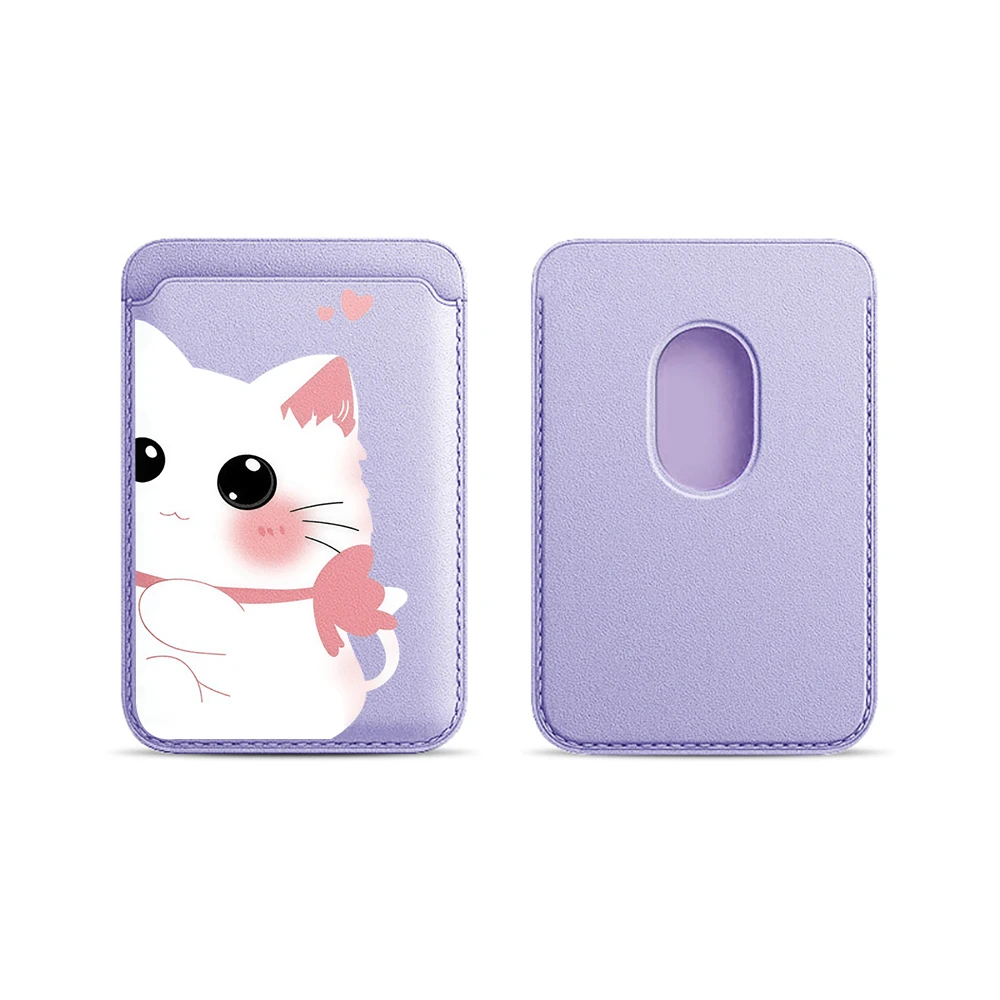 Elegante Katzen-Leder-Kartenhalter-Handyhülle für Magnetische Hüllen, Geeignet für alle iPhone Magsafe-Karten-Handy-Rückseiten-Taschen – Detail 8