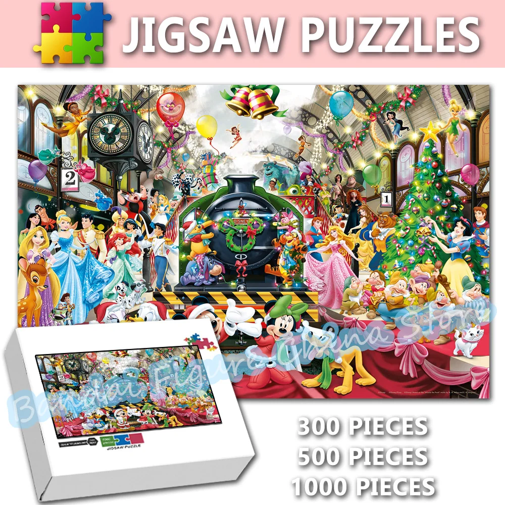 Disney Cartoon Figure Puzzle Mickey Mouse Snow White Donald Duck Cartoon Print 300/500/1000 Pieces Jigsaw Puzzles for Kids Toys