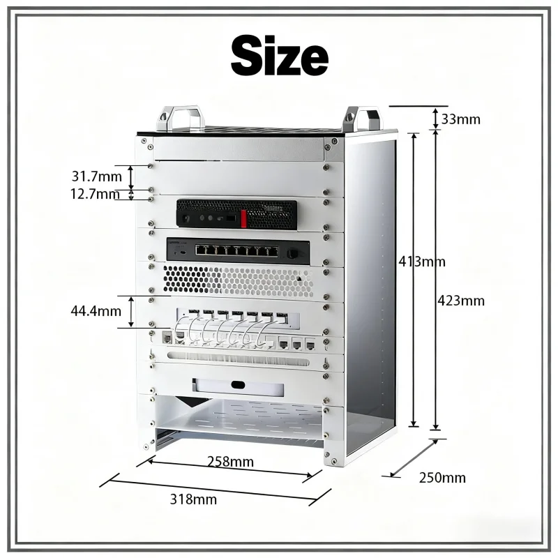 

Makerseek 12.5inch 8U Mini Server rackmate（DeskPi T1 alternative）– Compact Homelab Cabinet for Networking, Storage（9 items）