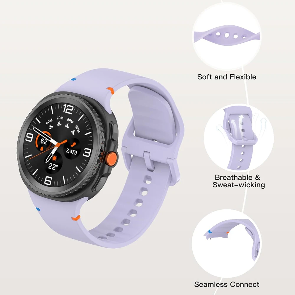 حزام رياضي من السيليكون الناعم لساعة سامسونج جالاكسي 8 كلاسيك 46 ملم/ساعة جالاكسي 8 40 ملم 44 ملم حزام ساعة متين لساعة جالاكسي 8