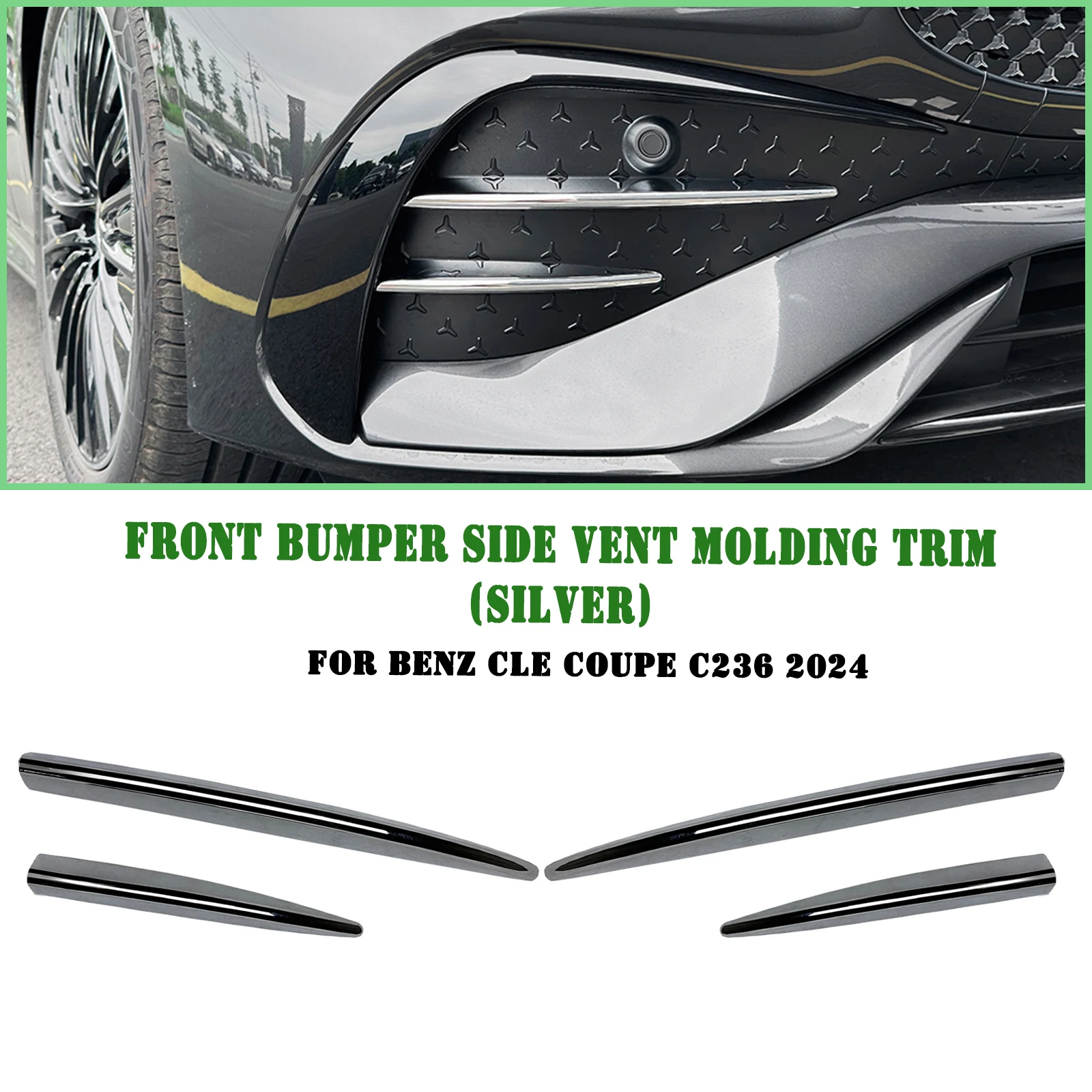 

Front Bumper Side Air Vent Trims Fog Light Intake Cover Grill Spoiler For Mercedes Benz GLE Class Coupe C236 CLE260 CLE300 2024+