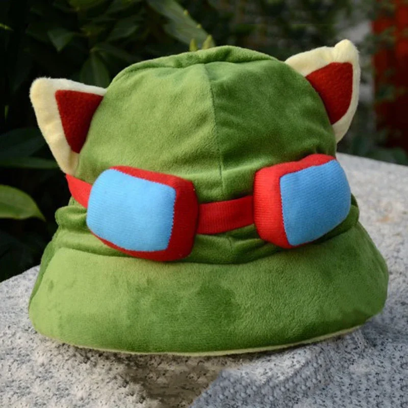 Anime Game LOL Swift Scout Teemo Cosplay Hat, Kawaii Cute Hats, Carnival Halloween Party Roleplay Props, Green Cap, Men and Women