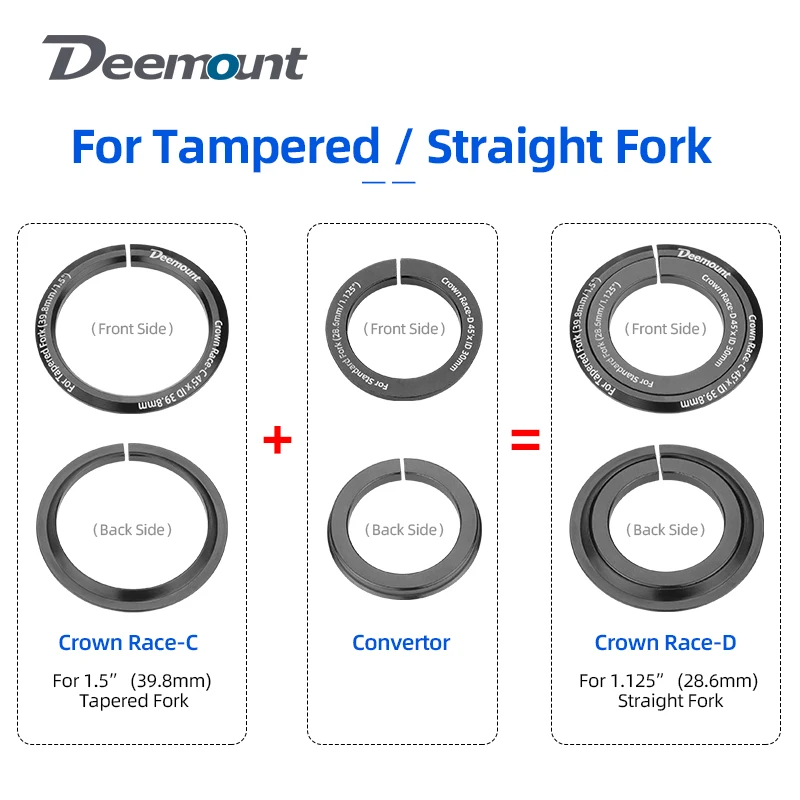 Bicycle Split Headset Crown Race Converter For 39.8mm Tapered 28.6mm Straight Optional CNC Machined Alloy Bike Front Fork Washer view 5