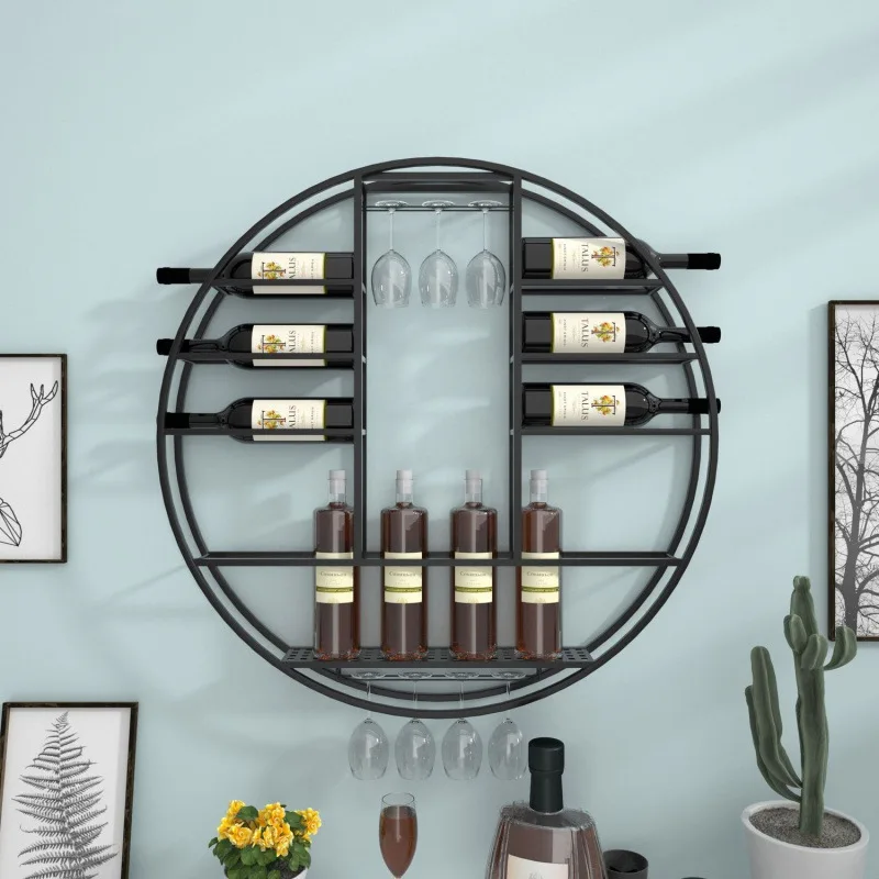 European high-end bar wall hanging red wine rack household wine glass rack small apartment rack wrought iron