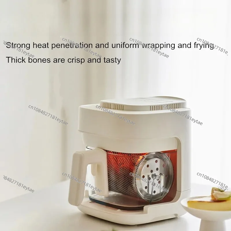 2L 900W Air Fryer Glass Basket Non Stick No Flip for Home Kitchen Easy Clean