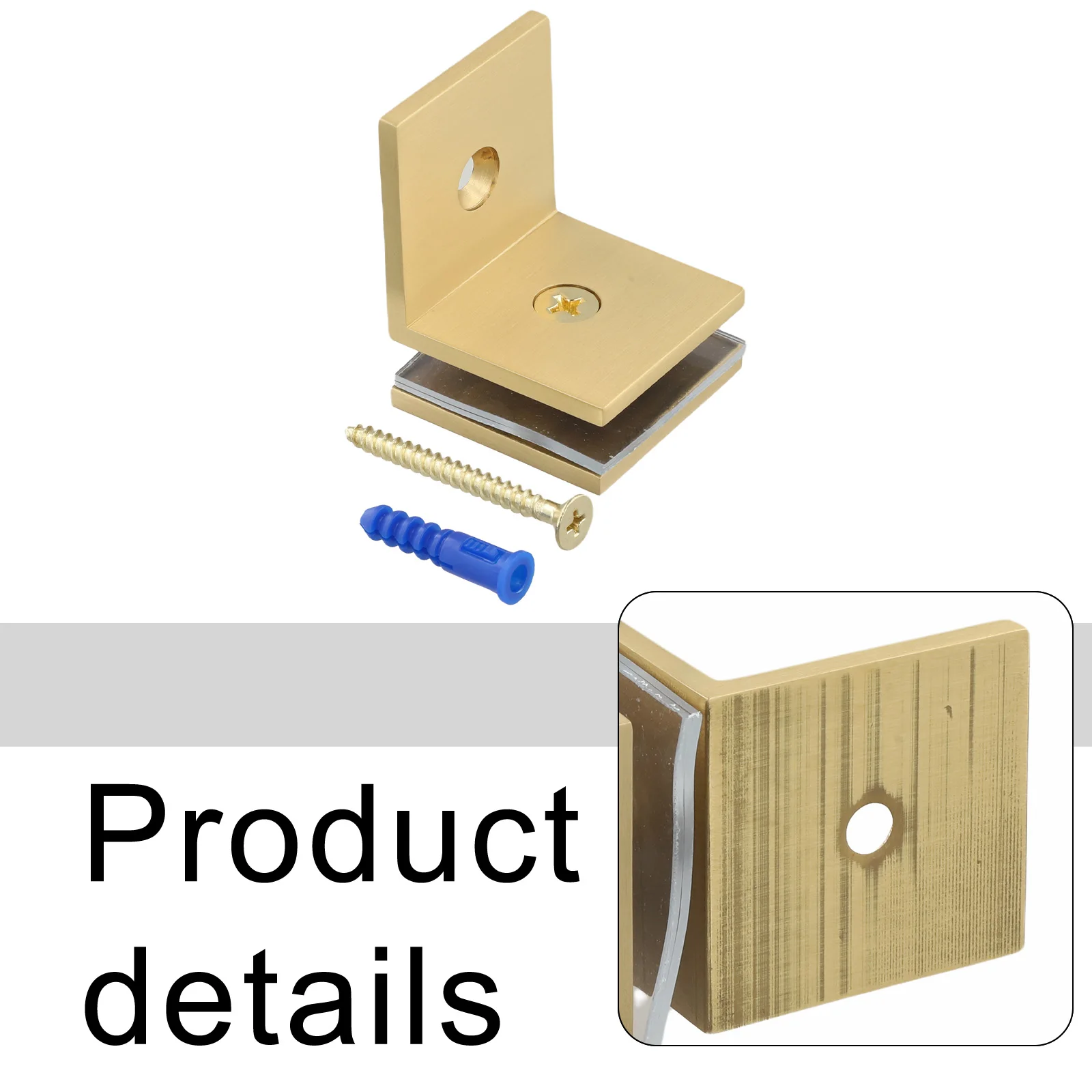 

Латунный настенный держатель для стекла для душевых кабин, зажим под углом 90 градусов с матовой отделкой, совместимость с различными типами стекла