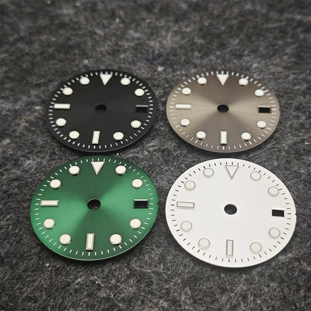 29MM Green Luminous Watch Dial Modified Watch Accessories GMT Four-Hand Watch Faces for Japan NH34 Movement