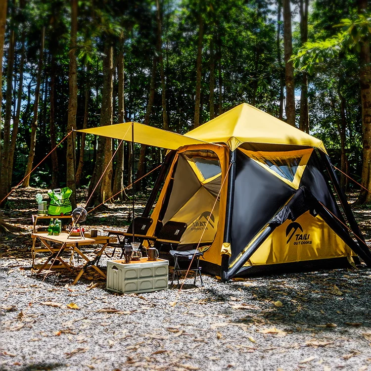 

High Quality Large Canvas Outdoor Inflatable House Tent Portable Waterproof Camping Tent with Large Space