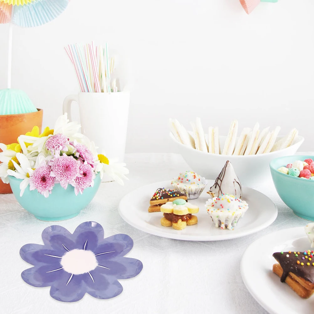 

60 Pcs Flower Disposable Tableware Paper Plates Dinner Dessert Vintage Floral Colorful Party