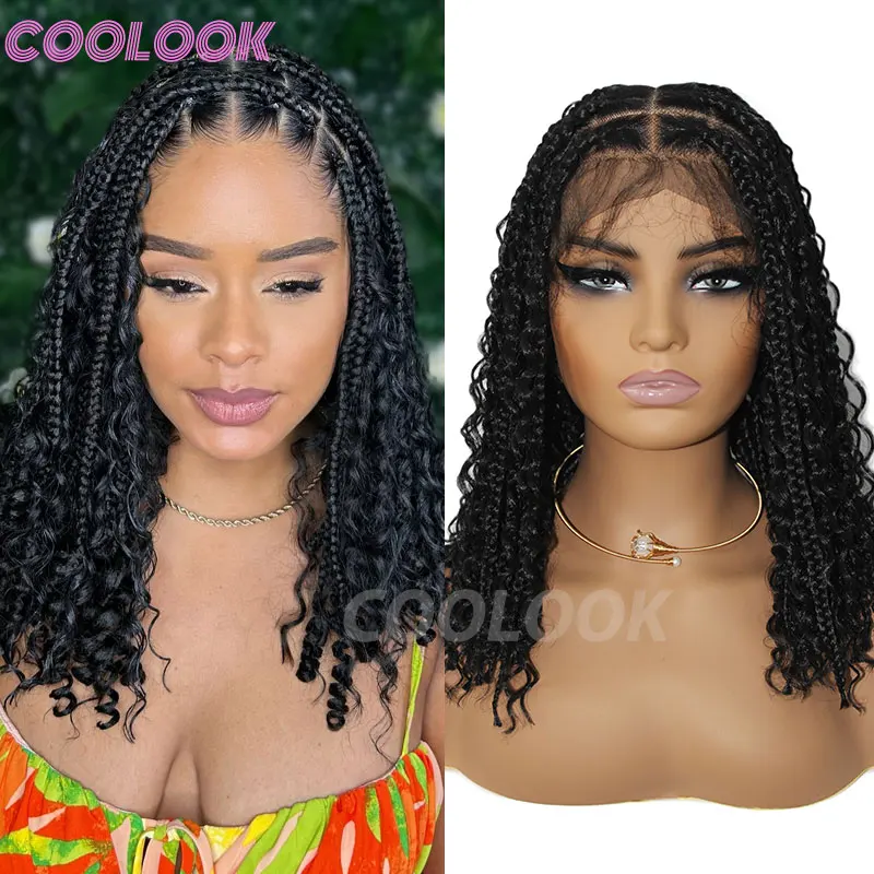 

Synthetic Full Lace Bohemia Box Braided Wigs 12 Inches Short Bob Wigs For Black Women Goddess Knotless Bob Cornrow Braided Wigs