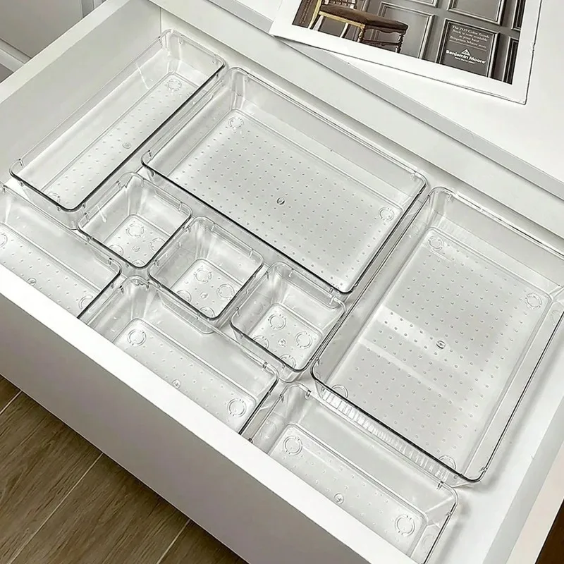 

7-piece storage box suitable for desk drawers, bathroom storage, makeup storage, transparent storage box drawers