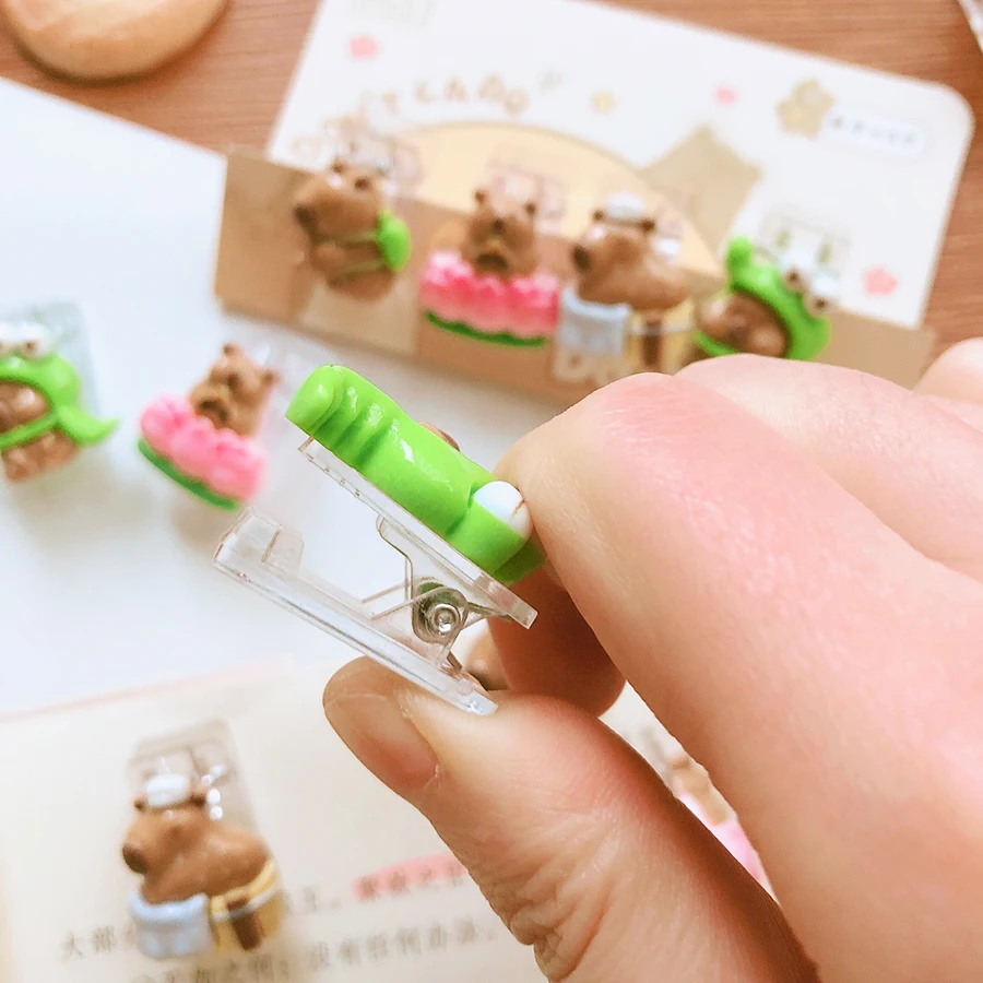 Cute Paper Clip Creative Lovely Capybara Scrapbook Journal Clip Student Stationery Acrylic Clip Office Binding Clip Photo Clip