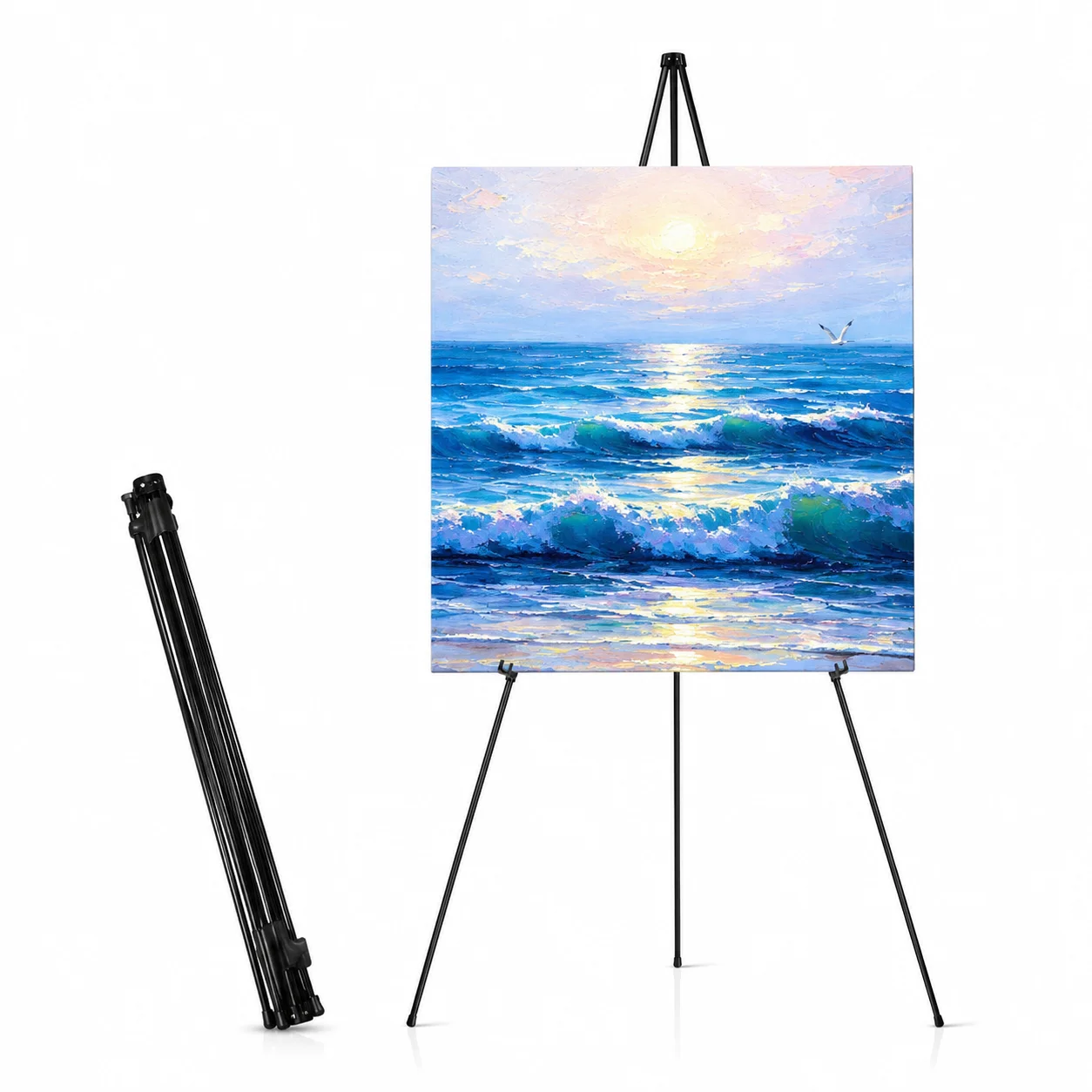 Art Craft Classes - ขาตั้งขาตั้งวาดรูปแบบขาตั้งสามขาโลหะปรับระดับได้ ขาตั้งโชว์แบบพับได้ขนาด 66 นิ้ว ขาตั้งวาดรูปแบบพกพาพร้อมกระเป๋าเก็บ สำหรับผ้าใบ