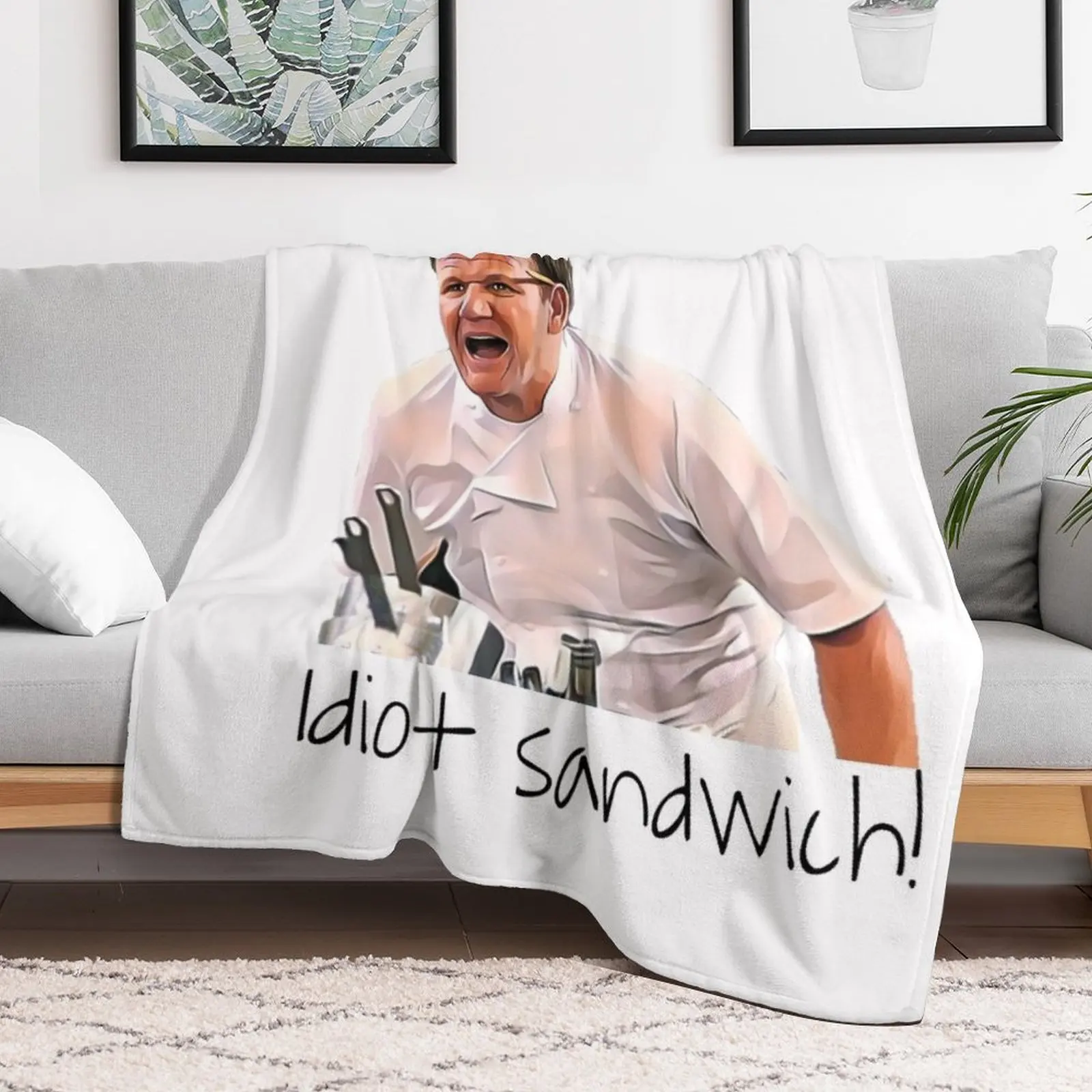 Gordon Ramsay idiot sandwich Throw Blanket Flannel Fabric Camping Baby Blankets