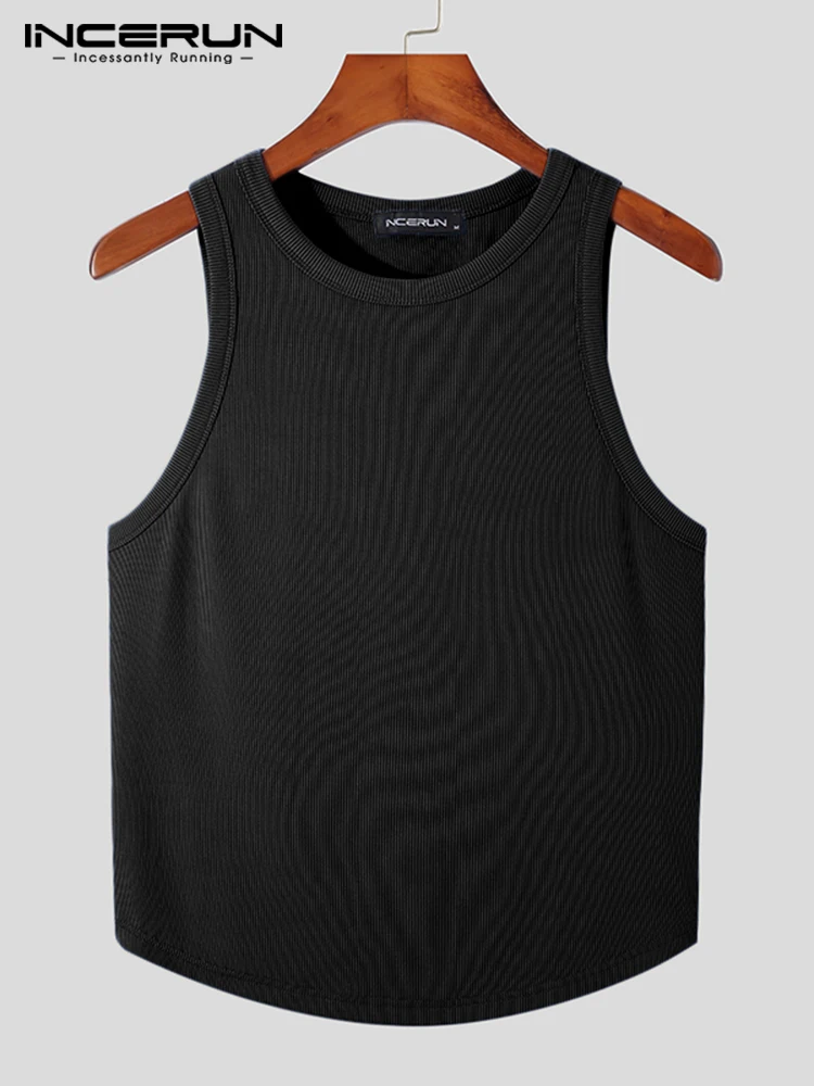 INCERUN  Tops 2023 Summer Wear Men's Knit Vests Solid Color Comfortable Male Fashion Casual Hot Sale Party Shows Tank Tops S-5XL