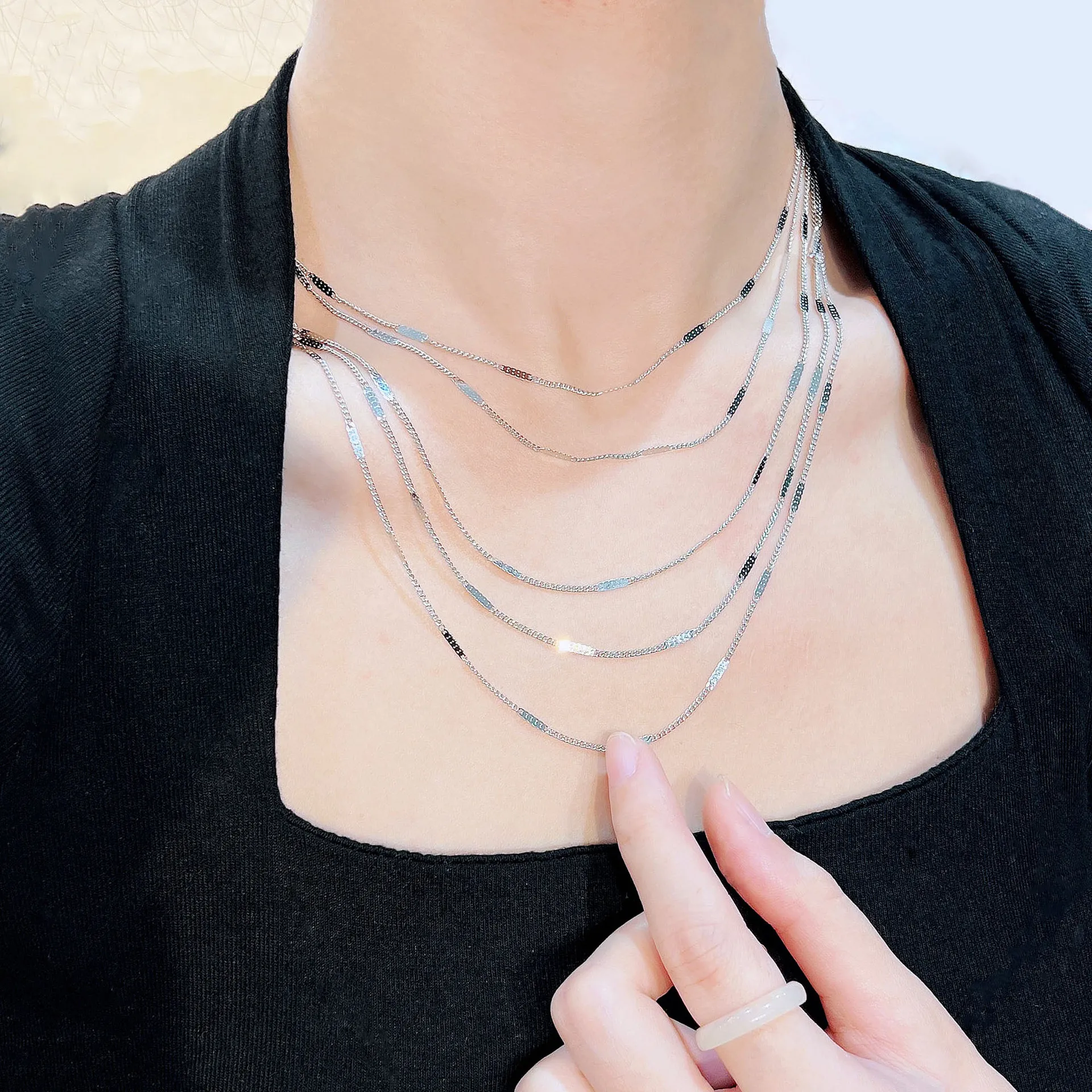 S925 Sterling Silver Multi Layer Necklace Bracelet And Long Fringed Earrings Women s Versatile Light Luxury Jewelry Collection
