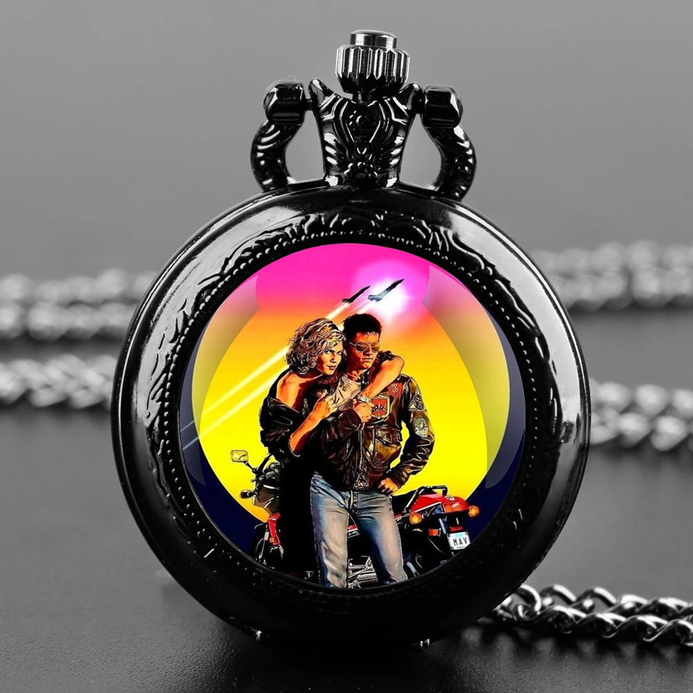 Ritorno al futuro Collana con orologio da tasca al quarzo con cupola in vetro vintage Collana con ciondolo gioielli da donna Catena per bambini Reloj De Bolsillo