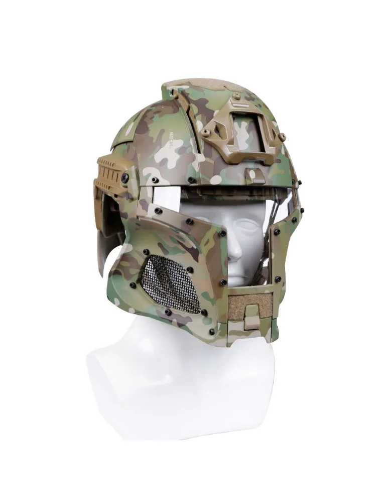 AliExpress WoSporT Tactical Full-covered Helmet with Visor Goggles Adjustable Medieval Iron Warrior Airsoft Helmet for Paintball Hunting Cycling
