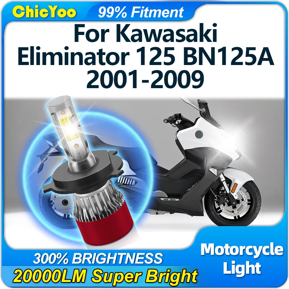 

H4 LED Moto Headlight 120W CSP Chips High Power Motorcycle 20000LM Front Lamps For Kawasaki Eliminator 125 BN125A 2001-2008 2009