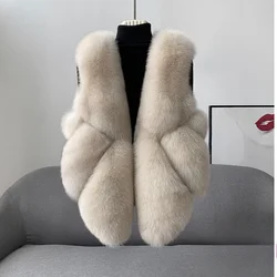 2024 autumn and winter new fox fur vest women's short coat young fur integrated vest winter coat women