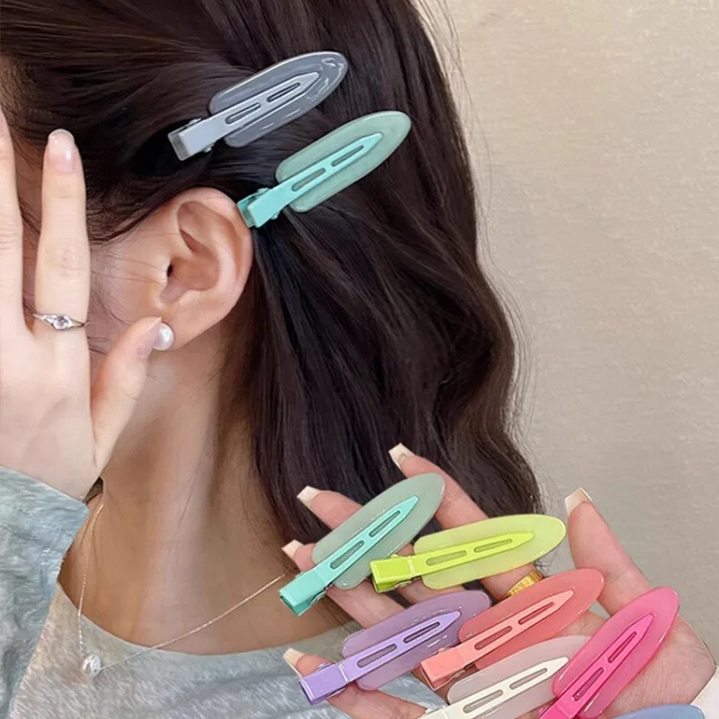 New Jelly Color Matte Traceless Hair Clip for Women Solid Color Versatile Fashion Duckbill Clip Girl Hair Accessories