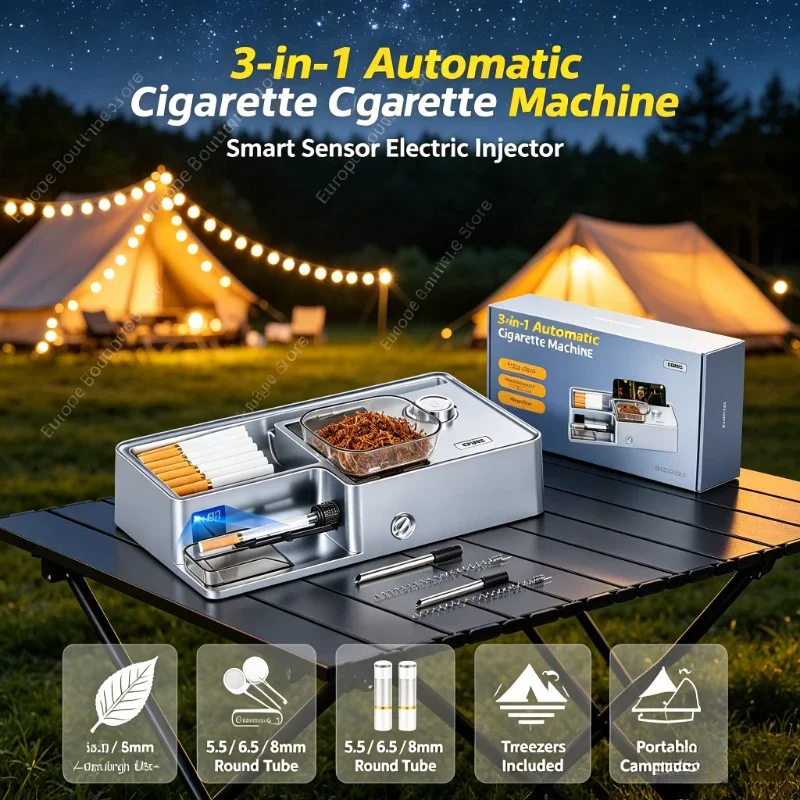 High‑Speed Electric Tobacco Injector 3‑in‑1 Automatic Maker Suitable for 5.5‑8mm Cigarette Tubes