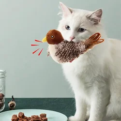 Interactive Cat Toys Electric Squeaky Simulation Bird Plush Cats Pets Teasing Toys with Feather Catnip Kitten Chirping Bird