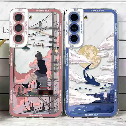 Summer Sky Case For Samsung Galaxy S25 S24 S20 S21 S22 S23 Plus FE Ultra A54 5G Soft Cover