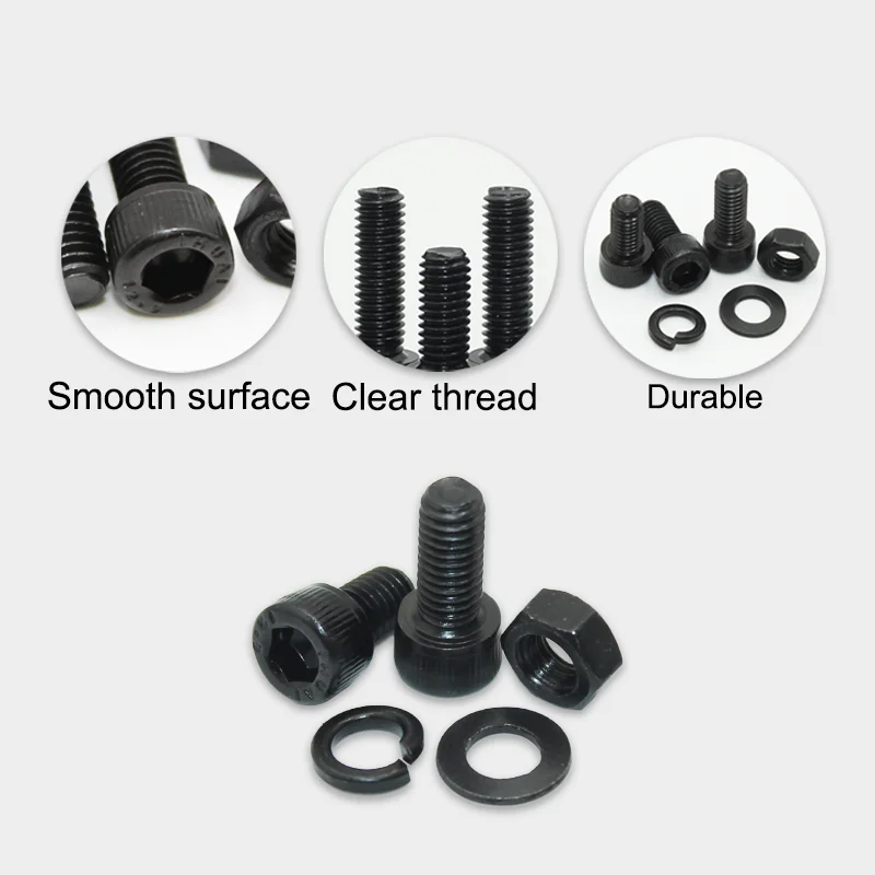 up to 2500p Allen Hexagon Hex Socket Head Cap Screw Nut Washer Kit 12.9 Grade Alloy Steel M2 M2.5 M3 M4 M5 M6 Furniture Car Bolt