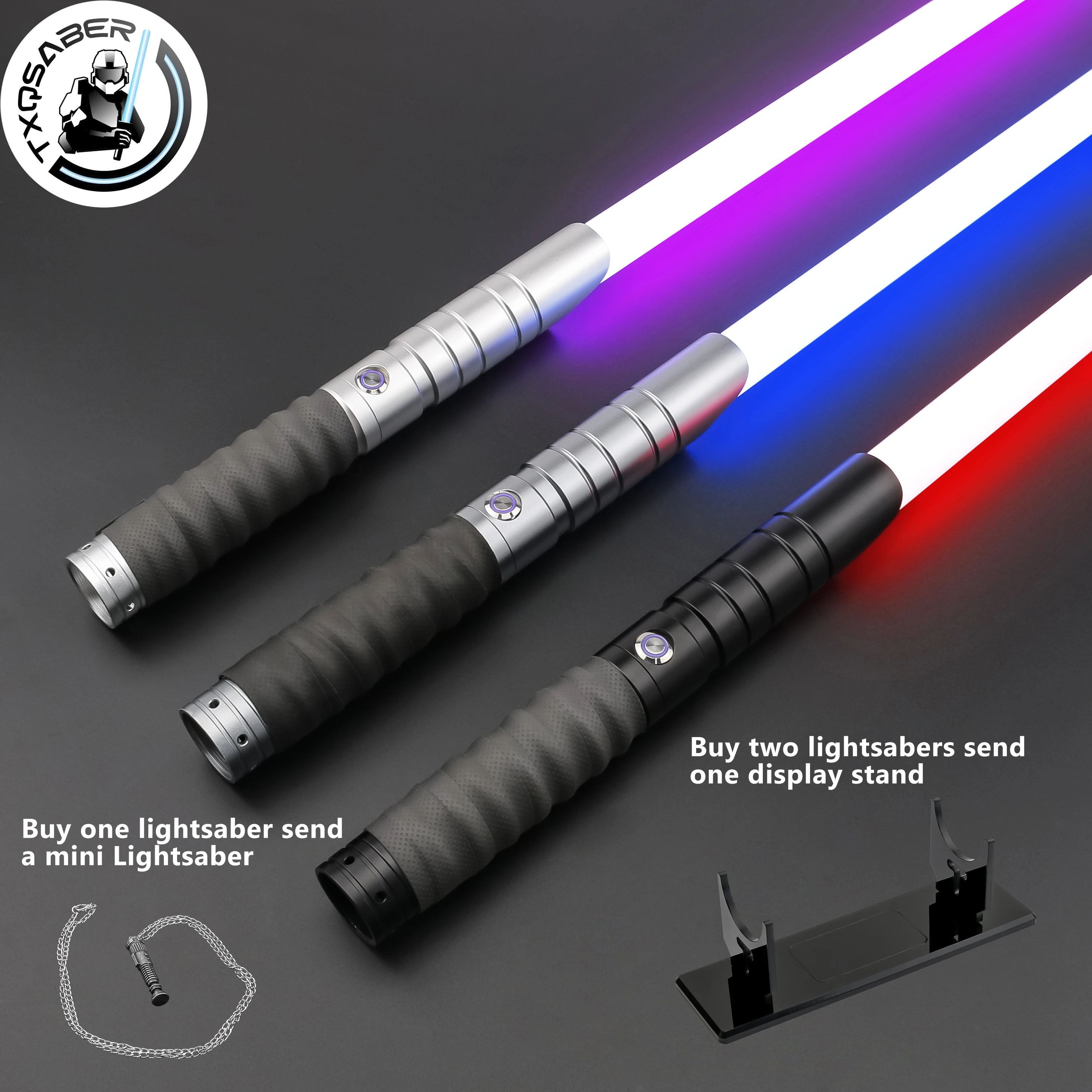 

TXQSABER Lightsaber Neo Pixel RGB Smooth Swing Metal Hilt for Heavy Dueling 12 Color Force FOC Blaster Laser Sword Jedi Toys