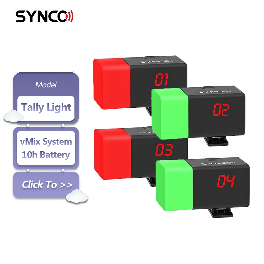

Synco CE3 4-Light Tally System for Studios and Live 2.4GHz LoRa Lightweight Portable vMix Control 32 Dual-Color Light