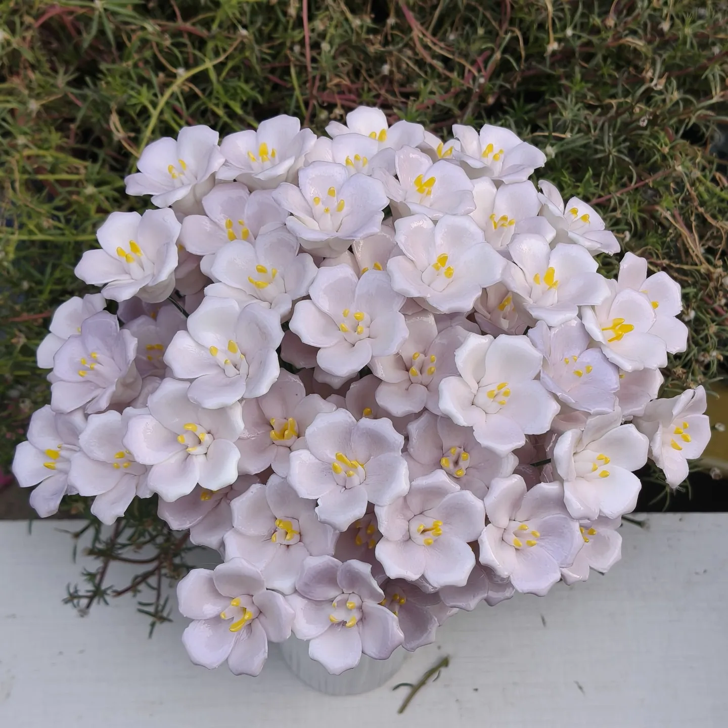5 Stück Keramikblumen, handgefertigte Simulationsblumen für hohe Temperaturen, ländliche Wildblumen, kreative Geschenke, Heimdekoration – Detail 4