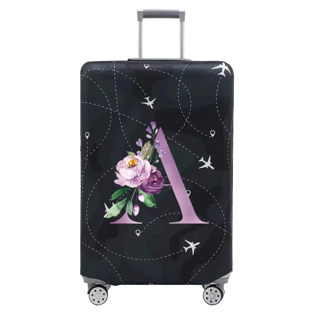 Luggage Compartment Protective Cover Wear Resistant Elastic Fabric Purple Letter Series Dust Cover Durable Travel Case Cover