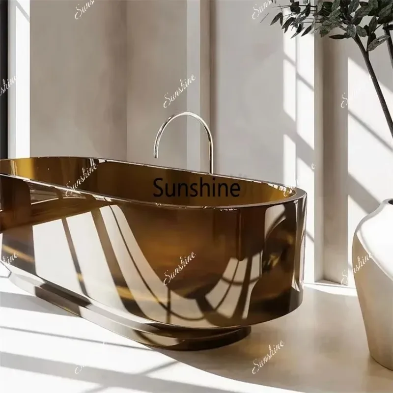 Amber Transparent Resin Detached Hotel Villa Clubhouse Double Adult Bath Tub T*