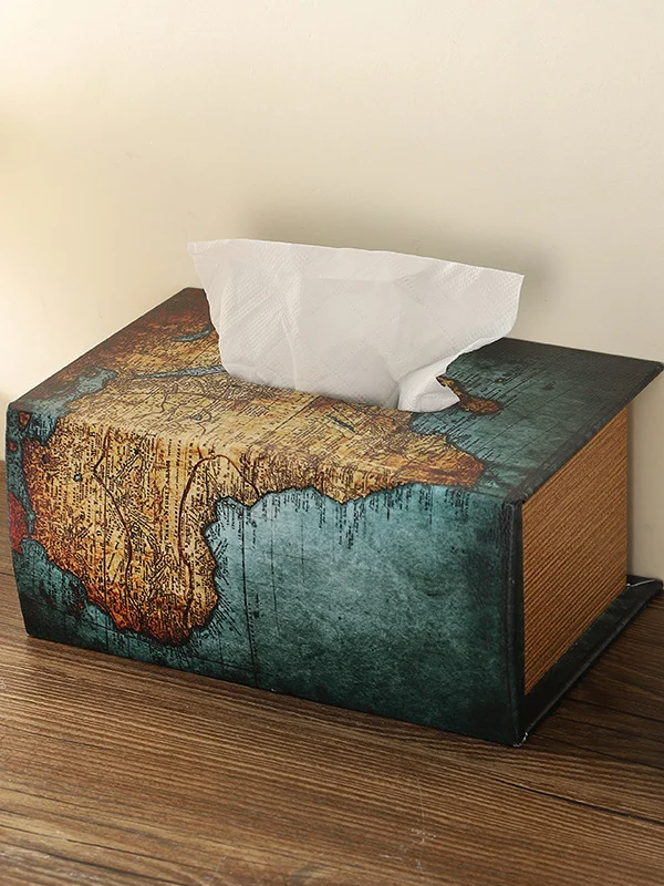 Retro American Style Creative Tissue Box Lunch Napkin Box High End Draw Tissue Box Living Room Tea Table Desktop Decoration