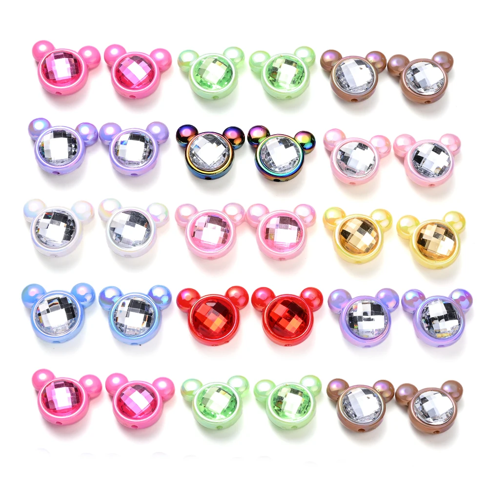10Pcs 20x25mm Colorful Animal Acrylic Beads Mickey Mouse shape Spacer Beads For Jewelry Making DIY Earrings Bracelet Necklace view 2