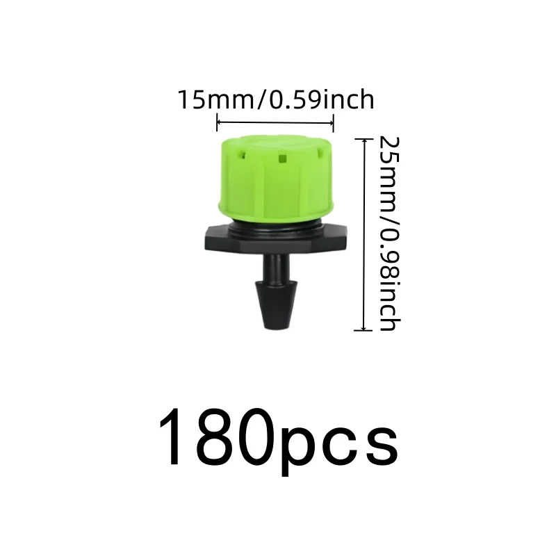 180 pcs-Hole Drip Emitters, Green 8-Hole Design, suitable for Garden Balcony Watering, Independent Switch Valve