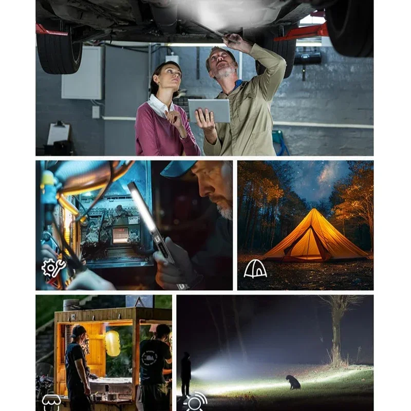 Lampe de travail pliante LED avec stylo de travail COB, 180 °   Lampe de travail de réglage avec aimant de règle multifonction 180 °   Réglage