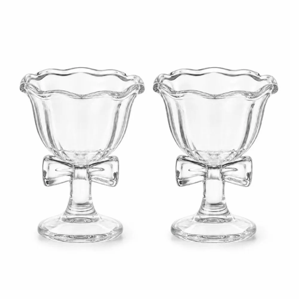 2 Pcs Cute Large Size Bow Glass Cup Transparent High Borosilicate Glass Goblet Bow Handle Heat-resistant Cup for Girls