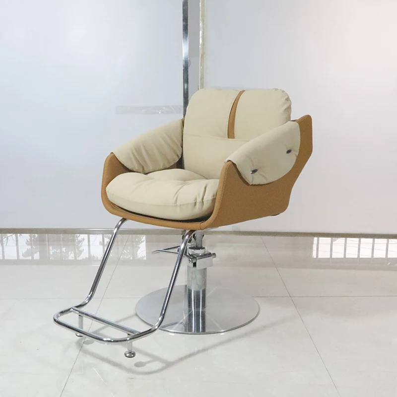 Petite chaise de barbier en acier inoxydable pour femme, chaise de salon de coiffure, moderne, luxe, pas cher, vente en gros