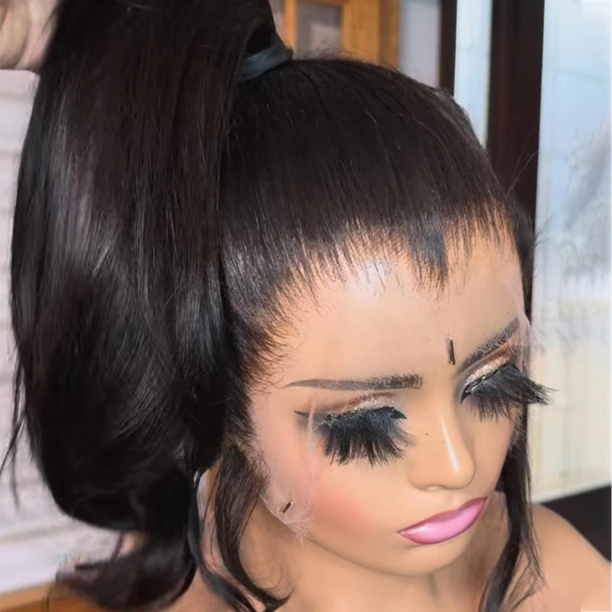 

Invisible Strap 360 Glueless Straight Human Hair Wig Preplucked 360 Glueless Full Hd Lace Frontal Wigs 400 Density Wear and Go