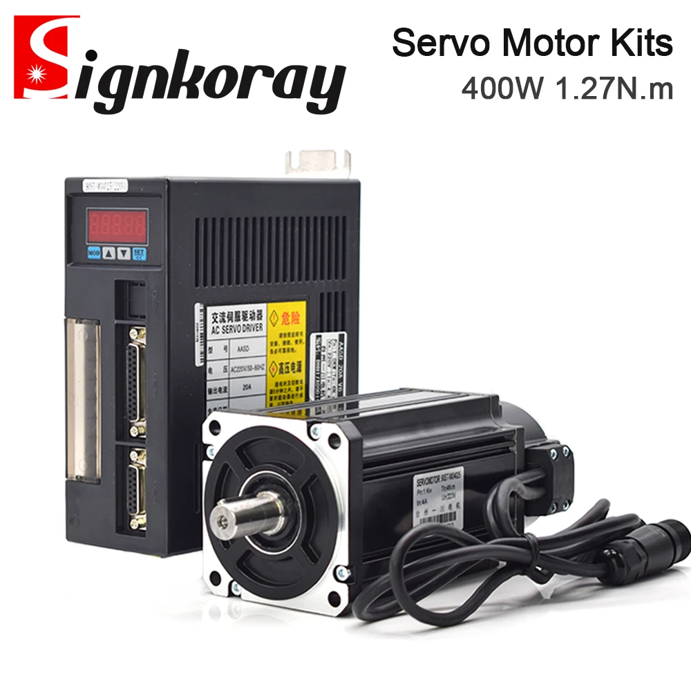 SignkoRay 400W 1.27N.m AC Servo Motor Driver Kits 3000RPM 220V AC Motor AASD-15A+60ST-M01330 for CNC Router