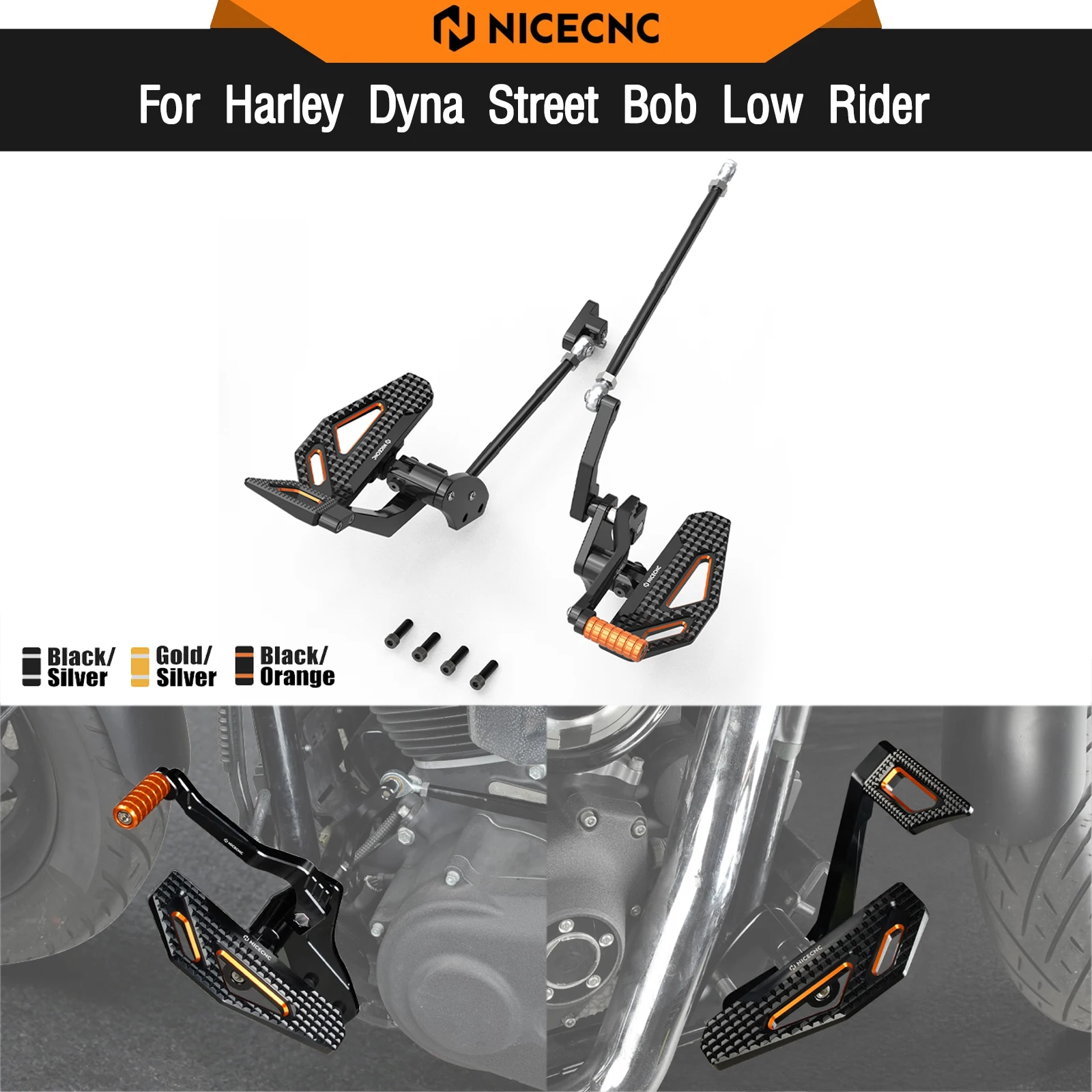 For Harley Dyna Street Bob FXDB 2006-2017 Forward Controls Kit Adjustable Brake Pedal Shift Lever Low Rider FXDL Super Glide FXD