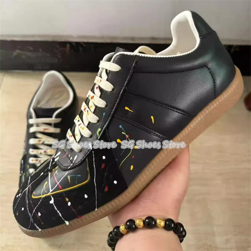 

Fashion Graffiti Inkjet Prints Lace-Up Male Casual Sneakers Mixed Color Training Sport Shoes for Men Summer Breathable Flats