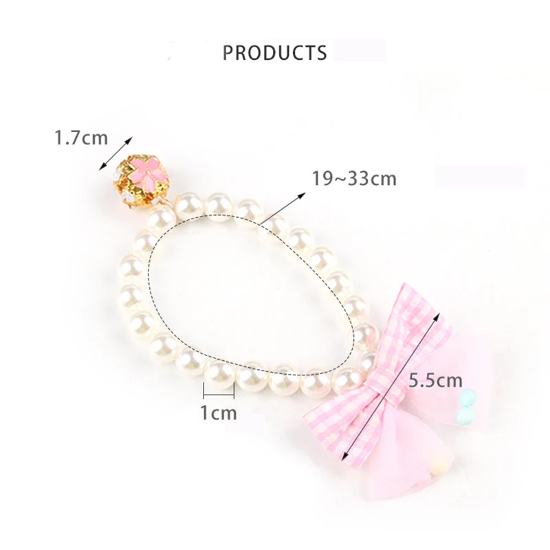 Cat accessories Pet Pearl Necklace Bow Elastic Collar Cat Jewelry Neckband Teddy Small and Medium Dog Neckband