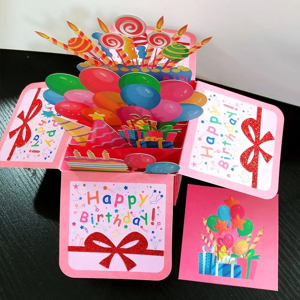 3D Pop Up Greeting Cards Birthday Postcard 3D Box Bouquet Flower Greeting Cards Thank You Girlfriend Teacher Gift