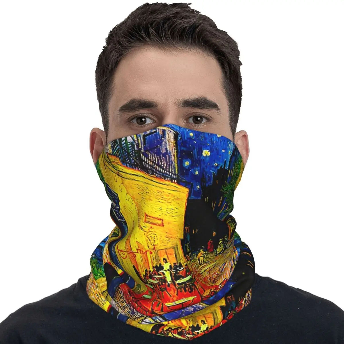 Outdoor Sports Balaclava Art Cafe In The Night Bicycle MaskSoft Warm Face Cover Mask Cool Riding Fishing Dustproof Scarf Bandana