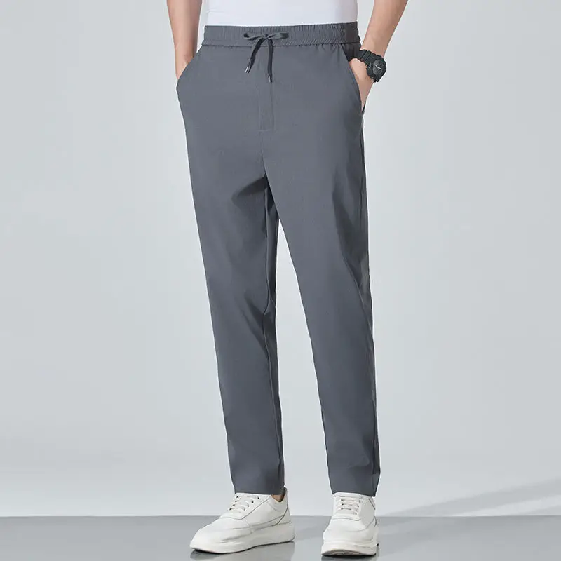 Ice Silk Pants for Summer Quick-drying Thin Loose Straight Men's Sports Casual Trousers Casual Breathable High Elastic Summer