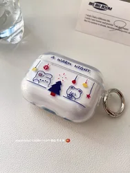 Korean Warm Night Cute Airpod Case for AirPods 4 2 3 Pro 2 AirPod Airpods Pro Case Clear TPU Air Pod Cover With Keychain funda